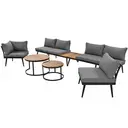 Modular Outdoor Sofa Set with Galvanized Iron Frame, Washable Cushions, Acacia Wood Nesting Tables, for Patio & Garden  image 0