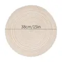 6 pieces, round 38cm woven placemats with outer ring three-strand placemat  Milk coffee, anti-slip polyester Nordic placemats, suitable for home, kitchen, and dining table use, perfect for holiday parties, birthdays, weddings, and dinners image 6