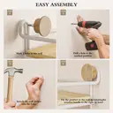 KAPANOU Floating Shelves with Coat Hooks Rail， Wall Mounted Natural Wood Grain Shelf for Bathroom， Bedroom， Living Room (White), New Year Sale , Top gift picks image 5