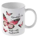 Alphynix 1 Mug blanc 33cl avec citation "Une belle journée" et design papillon, cadeau parfait pour meilleure amie pour anniversaire ou fête de l'amitié,Le cadeau de la saint-valentin, cadeau d’anniversaire image 3