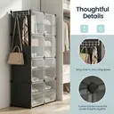 SONGMICSHOME  Shoe Storage Unit with 8 Compartments, Adjustable Hallway Shelf, Cabinet for up to 32 Pairs, Black-Transparent image 7