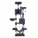 SONGMICS Arbre à chat hauteur 206 cm avec 13 griffoirs, 2 plateformes, 2 niches et panier, hamac, pompon - Gris anthracite image 1