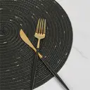 Lot de 6 sets de table ronds en polyester et coton tissé effet pailleté, diamètre de 38 cm - Noir image 9