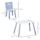 HOMCOM 3 Pcs Kids Table & Chairs Set w/ Wood Legs Safe Corners Cute Stars Seating Mini Furniture Home Playroom Bedroom Dining Room Blue image 8