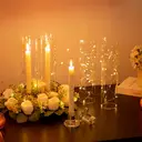 Hurricane Candlestick Holders Glass: 2 Pcs Clear Taper Candle Holder Tall Glass Candle Stick Outdoor Candleholder Cylinder Shade Wedding Centrepieces for Tables Christmas Party Decor image 4