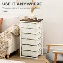 HOMCOM Bedroom Chest of Drawers, 6-Drawer Dresser, Tall Storage Drawer Unit with Steel Frame for Living Room, White image 3