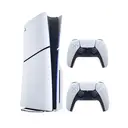 Sony PlayStation 5 Slim Disc Edition 1 TB Console Bundel met 2 Witte DualSense Draadloze Controllers - EU Versie image 1