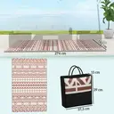 Outsunny Tapis d'extérieur réversible 1,8 x 2,7 m, tapis de sol au motif mur géométrique en PP, sac de transport inclus, résistant aux intempéries, rouge et blanc image 2