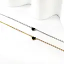 Black Heart Charm Bracelet, 18K PVD Gold Plated Stainless Steel, 17+3cm image 4
