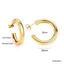 18K PVD Gold Stainless Steel Chunky C-Shape Hoop Earrings, Hollow Geometric Open Hoop Jewelry Set image 5