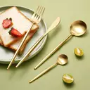 Fangyuan Set de 4 couverts en acier inoxydable compatibles lave-vaisselle - Or  image 7