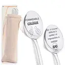 Alphynix Collection de 2 cuillères d'appréciation française, couverts à thème "Collègue Exceptionnel" avec citation "Difficile à trouver, difficile à quitter, impossible à oublier", inclus pochette cadeau,Le cadeau de la saint-valentin, cadeau d’anniversaire image 0