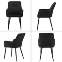 CLIPOP Dining Chairs Set of 2 Velvet Armchairs Kitchen Chairs with Backrest and Metal Legs Occasional Padded Leisure Accent Chairs for Dining Living Room 0430 velvet black 43.5*51.5*87.5cm image 8