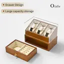 Oirlv Wooden Watch Box Storage Double-layer Jewelry Organizer Wrist Watch Storage Box Dust-proof Transparent Cover Jewelry Display Box image 6