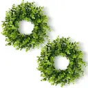 11 Inch Artificial Boxwood Small Wreath -2pcs image 0