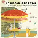 Outsunny Kids Bistro Set Children Table and Chair Set Garden Furniture Lion Themed 4 Pieces w/ Adjustable Parasol, Foldable Chairs for 2-5 Years – Yellow image 5