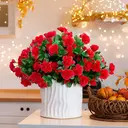 Yuejia Lot de 6 bouquets de fleurs artificielles en soie camélia rouge - 38 cm image 8