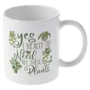 Alphynix 1 Mug blanc 33cl avec citation "Oui, j'ai vraiment besoin de toutes ces plantes" & illustrations de plantes suspendues, cadeau de Noël ou Thanksgiving pour amateur de plantes fantaisiste,Le cadeau de la saint-valentin, cadeau d’anniversaire image 3
