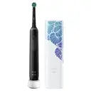 Oral-B Pro 3500 Electric Toothbrush Floral Design Edition, 1 Replacement Brush & Travel Case, Pressure Control, 3 Cleaning Modes, Long Lasting Battery, Black image 1