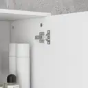 kleankin 71" Tall Slim Bathroom Storage Cabinet, Tall Narrow Cupboard with Drawer, Open Shelves, 2 Doors Cabinets and Adjustable Shelves for Kitchen, Hallway, Living Room, High Gloss White image 8