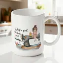 Alphynix 1 Mug 33cl amoureuse de livres couture, cadeau à thème "Juste une fille" avec design illustré pour Thanksgiving ou Noël,Le cadeau de la saint-valentin, cadeau d’anniversaire image 1