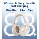 Edifier W820NB Plus Casque supra-auriculaire sans fil à réduction de bruit active -49 dB, audio Hi-Res LDAC, 88h d'autonomie, multipoint - ivoire image 2