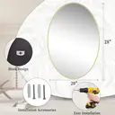 Melodieux Oval Wall Mirror 51x71cm Gold Circle Hanging Wall Mirror Home Decorative Wall Mounted Vanity Mirror for Bathroom Living Room Hallway image 4