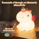 VIVREAL Lampe de nuit licorne pour enfants, adorable, en silicone, LED dimmable, rechargeable, lampe tactile pour chevet, décoration chambre, vendre pour le Nouvel An, top cadeaux image 0