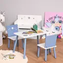 HOMCOM 3 Pcs Kids Table & Chairs Set w/ Wood Legs Safe Corners Cute Stars Seating Mini Furniture Home Playroom Bedroom Dining Room Blue image 3