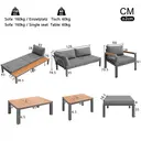 Modular Outdoor Sofa Set with Free Combination, Aluminium Frame, Breathable Cushions, Wooden Coffee Table & Side Table, for Patio, Garden & Backyard  image 2