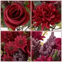 Yuejia 2Pcs 13in/33cmArtificial Flowers Like Real Artificial Bouquet Silk Artificial Roses Bouquet with Daisy Chrysanthemum Pink Flowers for Centerpiece Table Wedding Party Home Decor(red) image 2