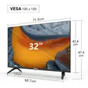 Hikers 32" LED Smart HD TV VIDAA DVB-T2/S2 Netflix/Prime Video/Disney+ 2×HDMI 2×USB Dolby Digital+ WLAN Bluetooth Schwarz image 2