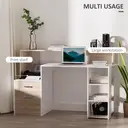 HOMCOM Computer Desk with Drawers and Storage Shelves, Office Desk Writing Table with Printer Stand, Large Workstation for Study Play Work Home Office, 137 x 55 x 92cm, Oak image 4