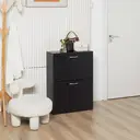 HOMCOM 2 Drawer Shoe Cabinet, Narrow Shoe Storage Cabinet with Flip Doors and Adjustable Shelves, Slim Shoe Cupboard for 12 Pairs of Shoes for Entryway, Hallway, Black image 1