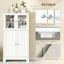 kleankin Bathroom Floor Cabinet, Freestanding Kitchen Cupboard with 2 Drawers, Adjustable Shelves and Tempered Glass Door, Wooden  Storage Unit for Living Room Kitchen Hallway image 5