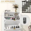HOMCOM Narrow Shoe Cabinet with 2 Flip Drawers, Slim Shoe Storage Cabinet with Adjustable Shelves, Open Shelf, Hairpin Legs and 2 Vents for 12 Pairs of Shoes for Entryway, White image 7