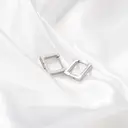 Silver Tone Stainless Steel Square Hoop Earrings, 14mm Minimalist Rectangular Huggie Hoops image 4