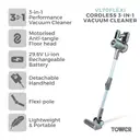 Tower VL70 Cordless 3-in-1 Pole Vacuum Cleaner, Flexi Pole, Anti-Tangle Floor Head, HEPA 12 Filter, 1L Dust Tank, 29.6V - Aqua Blue, T513011 image 1