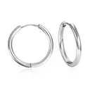 Stainless Steel Hoop Earrings 16mm – Silver Tone Polished Round Tube Hoops, 2.5mm Thick Unisex Jewelry image 2