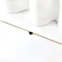 Black Heart Charm Bracelet, 18K PVD Gold Plated Stainless Steel, 17+3cm image 3