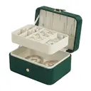 SONGMICSHOME  Portable Jewelry Box, Travel Jewelry Case, 2-Layer Jewelry Organizer, for Larger Accessories, PU Surface, Gift, Green image 1