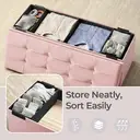 Ochama x SONGMICS Storage Ottoman, Foldable Velvet Storage Bench, 2 Extra Storage Boxes, 38 x 110 x 38 cm, for Hallway, Living Room, Bedroom, Pink image 6