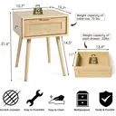 GRAVFORCE Bedside Table Set of 2 Modern Side End Table with Drawers Slim Bedside Tables for Bedroom Living Room Solid Wood Legs 1 Drawer image 1