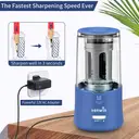 tenwin Electric Pencil Sharpener, AC Adapter-Powered, with Container for 6-12mm Coloured Pencils, Auto Stop for Artists, Kids, Office, Classroom, School Use, Portable, Heavy Duty (Blue) image 4
