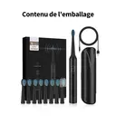 Sunluxy T5 Brosse à dents sonique électrique rechargeable avec 8 têtes de brosse et minuteur intelligent - Noir image 9