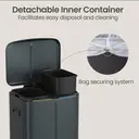 SONGMICSHOME  40L Double Kitchen Bin with Lids, Rubbish Bin, Soft Close with Plastic Inner Buckets, Greenish Grey image 5