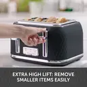 Breville Curve 4 Slice Toaster, High-Lift, Wide Slots, Textured, Black & Silver Chrome - VTT786 image 5