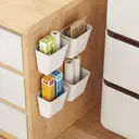 Pack of 4 Self-Adhesive Wall Mounted Storage Boxes, Kitchen Cabinet Door Storage Box, Bathroom Organiser, for Cupboard, Bathroom, Fridge Small Items Organiser Storage Box image 5