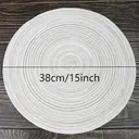 Lot de 6 sets de table ronds tressés en coton et polyester, lavables et résistants à la chaleur, diamètre 38 cm – Blanc image 5