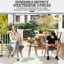 Outsunny Salon de Jardin extérieur en résine tressée 2 personnes ensemble de meubles de jardin coussins de 15 cm d'épaisseur cadres en acier pour balcon terrasse patio, gris image 8